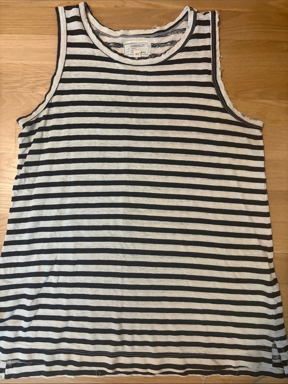Current/Elliott Black and White Striped Sleeveless Tank